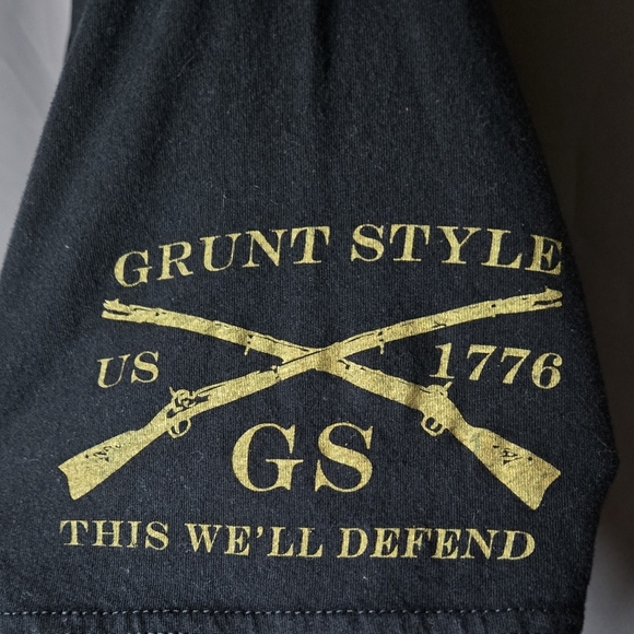 Grunt Style Mens L T Shirt American Flag Skull Military Civil Service Black USA - Picture 3 of 7